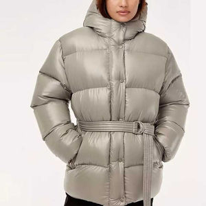 Premium Shiny Glossy Puffer Jacket Winter Glossy Puffer Jacket Waterproof Duck Down Full Zip Lightweight Outerwear Custom Logo - Product Image 1