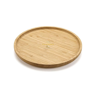 Natural Bamboo <b>Round</b> <b>Tray</b> Eco Friendly Serving <b>Tray</b> Handmade Bamboo Organizer for Kitchen Dining <b>Table</b> and Home Decor - Product Image 2