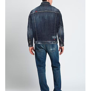Veste en jean élégante pour homme, coupe classique, bleu, style streetwear, avec poches, manteau décontracté, vente en gros - Product Image 6
