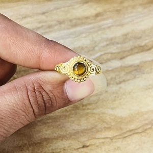 Elegant Style Tiger Eye <b>Ring</b> Vintage Brass Spiral Design <b>Ring</b> <b>Statement</b> Gold Plated Tribal <b>Ring</b> Bedded Texture Wholesale <b>Ring</b> - Product Image 4