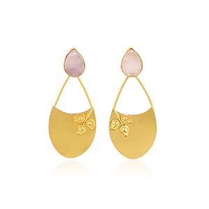 Boucles d'oreilles en laiton avec pierres précieuses naturelles multi-fluorite, bijoux tendance pour femmes - Product Image 1