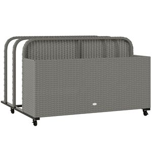 Carrello portaoggetti galleggiante per piscina in rattan grigio con ruote - Product Image 1