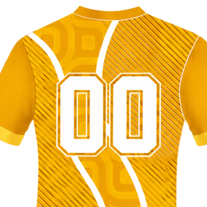 Maillot de rugby jaune doré et blanc à manches courtes, col en V, uniforme d'équipe géométrique, personnalisé, respirant, pour l'entraînement et le sport - Product Image 4