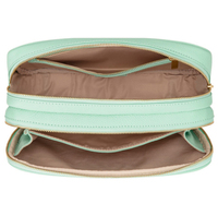 Trousse de Toilette en Cuir, Petite Trousse à Cosmétiques Portable avec Fermeture Éclair, Style Simple, Couleur Beige, pour Voyage