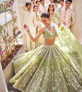 Women Ethnic Butterfly Net Lehenga Set with Foil Mirror <b>Sequins</b> Embroidery Heavy <b>Flare</b> Lehenga Unstitched Blouse - Product Image 2