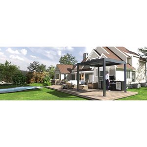 Pergola Manuale da Esterno con Lamelle Orientabili, Combinazione di Persiane e Tettoia per Spazi Interni ed Esterni - Product Image 4