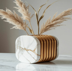 Glamorous textured <b>champagne</b> gold circular ring vase accented with fine crystals, available at wholesale prices. - Product Image 5