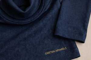 Oneten Apparels <b>Women</b> <b>Navy</b> Long Sleeve Turtleneck <b>Top</b> Casual Solid Knitted Jersey Tee - Product Image 6