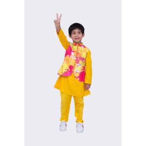 Ensemble Kurta-Pyjama-Jacke en coton imprimé intégral pour homme, multicolore, manches longues - Product Image 6