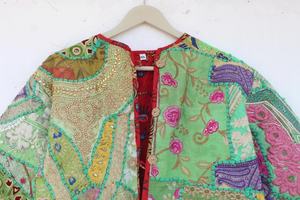 Veste longue en coton patchwork brodée respirante tissée de couleur violette style hippie pour femmes - Product Image 3