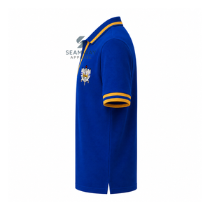 เสื้อโปโล Sigma Gamma Rho Sorority สำหรับผู้หญิง สีน้ำเงินลายทอง คอวี ผ้าปิเก้ถัก แขนสั้น ปักลายตราสัญลักษณ์ คอปก - Product Image 3
