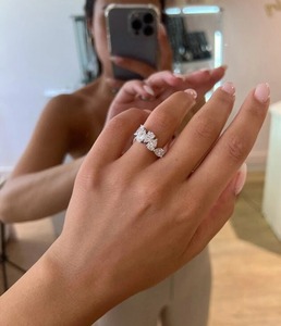 2.5 Carat Pear Cut Lab Grown Diamond Band 1k4 White Gold Wedding & Anniversary <b>Ring</b> - Product Image 1