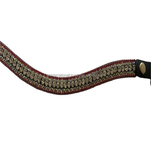 Cristales de marca multicolor de alta calidad, 5 filas, banda de cuero, mega ostentosa, para cejas de caballo, hecho en la India - Product Image 1