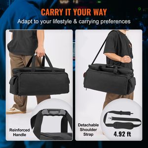 Borsa per Cavi DJ in Tessuto Oxford 1200D con 9 Divisori Staccabili, Tracolla Imbottita da 1,5 m e Base in Plastica Rinforzata per Chitarre - Product Image 6