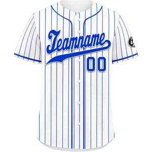 Custom Quick Dry Adult & Youth Baseball Jersey Breathable Pinstripe Softball Team Uniform with Button <b>Sports</b> <b>Shirt</b> - Product Image 5