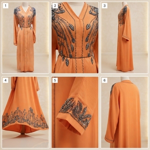 Caftán Abaya Modesto para Mujer, Hecho a Medida, con Pedrería de Lujo, Poliéster Transpirable, Hecho a Mano, Largo hasta el Tobillo, Manga Larga, Primavera - Product Image 4
