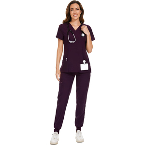 High Quality Comfortable Knitted Polyester/Cotton Quick Dry Breathable <b>Scrub</b> <b>Sets</b> for Nurses Clinics Women's Medical Uniforms - Product Image 1