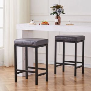 Sgabelli da Bar Moderni in Ecopelle Senza Schienale, Sedie Imbottite per Bancone e Isola Cucina, Ideali per Bar - Product Image 3