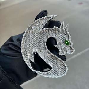 Pendentif Lettre Serpent Moissanite VVS Iced Out en Argent 925, Pendentif Initiale 3D, Breloques Lettres Bling Hip Hop pour Hommes - Product Image 3