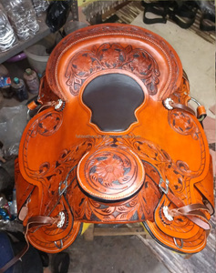 Silla de montar a caballo occidental portátil de color personalizado para carreras de barril de doma y cuerdas hechas de cuero de alta calidad - Product Image 6