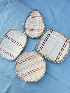 OEM/ODM Handmade Eco Friendly Bamboo <b>Tray</b> Set 4pcs Natural Finish Oval Rectangular 23cm Vietnam Food Grade Pastries Nuts Snacks - Product Image 5