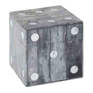 Boîte à dés en résine avec cubes noirs et points blancs pour jeux de table, décoration d'intérieur, ensemble d'artisanat artistique, dés de table classiques à six faces - Product Image 4