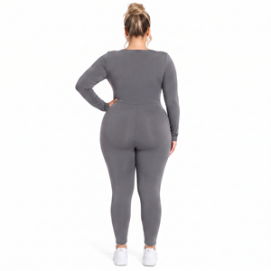 Combinaison moulante respirante amincissante pour femme, grande taille, col carré, manches longues, pour le sport, le yoga et le fitness - Product Image 3