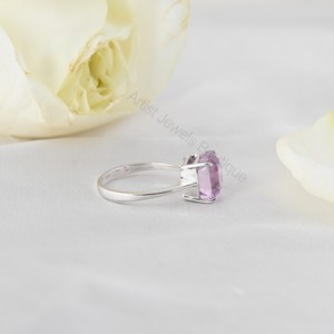 Anillo Solitario de Kunzita Rosa Natural de Lujo, Oro Sólido de 14K, Regalo de Compromiso y Boda, Proveedor Mayorista OEM ODM - Product Image 3
