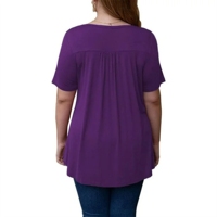 Camiseta Casual de Manga Corta para Mujer, Talla Grande, Transpirable, Cuello Redondo, con Volantes, Ecológica, de Secado Rápido, Antiarrugas y Cómoda