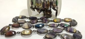 Natural Fluorite Briolette Free Shape 10-15mm Bezel Connector <b>Chain</b> Sold Per Foot - Product Image 3