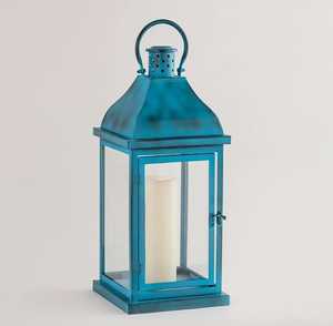 Golden <b>Brass</b> <b>Lantern</b> With Glass Panels And Intricate Cutout Design For Home Decoration - Product Image 3