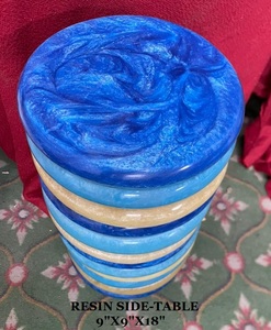 Table d'appoint en bois avec incrustation de résine, design moderne artisanal, équipement de bureau, cadeau de Diwali, empilable et antidérapant - Product Image 2