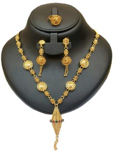 Juego de Colgante de Zirconia y Cobre Chapado en Oro de 24K, Elegante y Clásico, Ideal para Bodas, Fiestas y Compromisos, Joyería de Moda con Perlas - Product Image 3