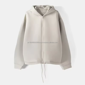 Zip Up Hoodie Streetwear Men Clothing cropped <b>zipper</b> hoodie oversized drop shoulder men zip up hoodie - Product Image 3