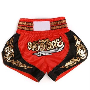 Shorts de Muay Thai brodés noir rouge bleu unisexe coupe classique MMA vêtements de sport adulte polyester extensible - Product Image 3