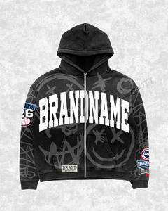 Unisex Streetwear Tracksuit Full <b>Zip</b> Hoodie Pants Set Sublimation Print Breathable Polyester Autumn Wear - Product Image 2