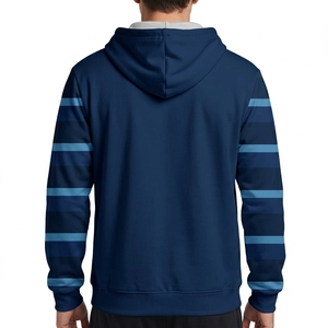 Sudadera con Capucha para Hombre, Casual, con Mangas a Rayas, Forro Polar Cálido, con Logotipo Personalizado, Gruesa, para Deportes al Aire Libre en Invierno - Product Image 2