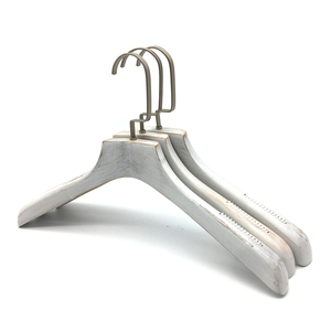 Custom Old White Thick <b>Wooden</b> Clothes Hanger Customizable Logo and Metal <b>Hooks</b> Custom Orders Accepted Non-Slip Custom-made Logo - Product Image 1