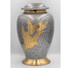 Urne funéraire en laiton poli gravé colombes blanches, style américain/européen, pour cendres humaines adultes - Product Image 5
