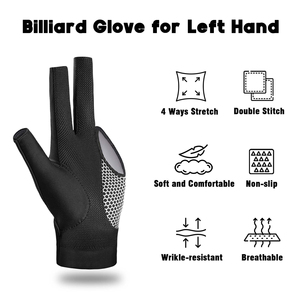 Guante de billar de 3 dedos, cómodo, impermeable, elástico, unisex, accesorios de entrenamiento deportivo para usar guantes de snooker - Product Image 5