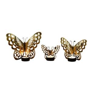 Ensemble de 3 bougeoirs à LED papillon haut de gamme, les plus vendus, pour éclairage d'ambiance pour Diwali et salons – Disponible à l'Expo - Product Image 1