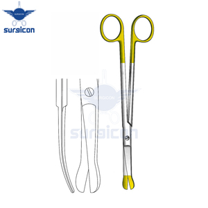 Tijeras de disección Zouor de 20 cm / 8 pulgadas, tijeras quirúrgicas curvas TC Gold con mangos distintivos con revestimiento amarillo para mayor precisión - Product Image 5