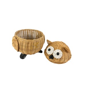 Handwoven Natural Owl Rattan Storage Basket with <b>Cover</b> Eco Friendly Indoor Garden Kids Room Toy <b>Bin</b> Nursery Decor - Product Image 4