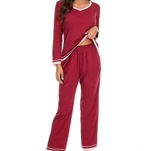 Ensemble de pyjamas pour femmes, modèles printemps, automne et hiver, vêtements de maison à manches longues, ensemble 2 pièces, spandex/coton, cordon de serrage, Bangladesh - Product Image 1
