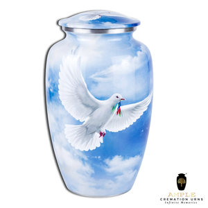 Heavenly bird European Style Memorial <b>Urn</b> for Ashes Blue Sky Design Adult Size <b>Large</b> Eco-Friendly & Durable - Product Image 2