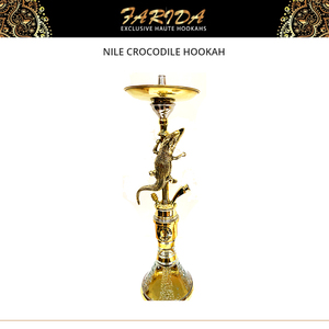 Cachimba de latón macizo con diseño elegante de alta calidad, escultura Farida egipcia hecha a mano, lacada, artística y decorativa, con forma de cocodrilo del Nilo. - Product Image 3