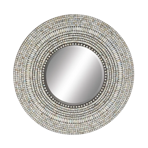 Vietnam Modern <b>MOP</b> Floral Round Mirror Handmade <b>Wall</b> Decor - Product Image 1