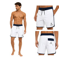 Pantalones Cortos de Playa Personalizados para Hombre, Casuales, Blancos, 100% Algodón, Tejido de Punto, Secado Rápido, Ligeros, Cintura Media, con Cordón Ajustable