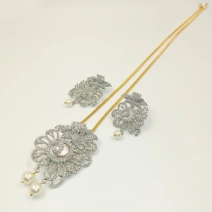 Ensemble de pendentifs en pierres précieuses, quartz rose, pierre de lune, émeraude, collier plaqué or avec boucles d'oreilles, cadeau de mariage, bijoux tendance - Product Image 2