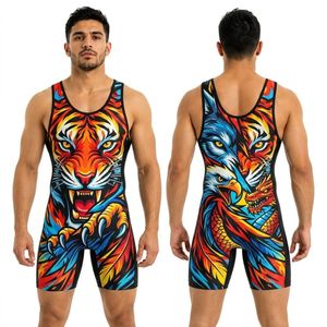 Singlet de Lucha Libre con Gráfico de Bestia Verde y Morada, Personalizado, Suave, Transpirable, para Deportes de Contacto - Product Image 5